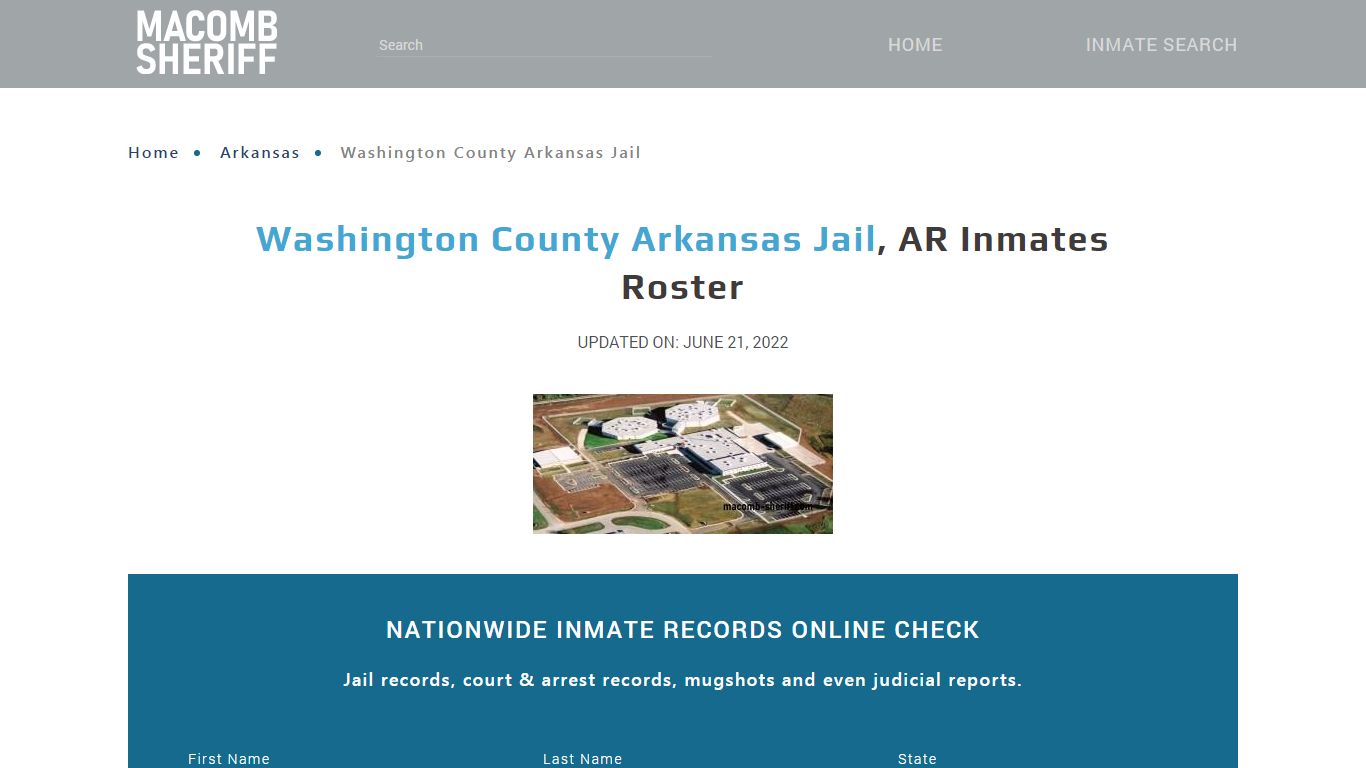 Washington County Arkansas Jail, AR Jail Roster, Name Search